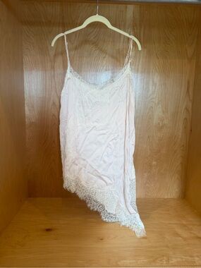 Delicate Lace-Trim Slip Dress in Light Pink